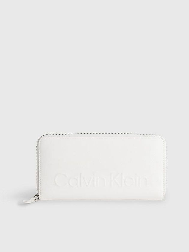 Calvin Klein USA Large Recycled Zip Around Womens Wallet White 4315879-FE